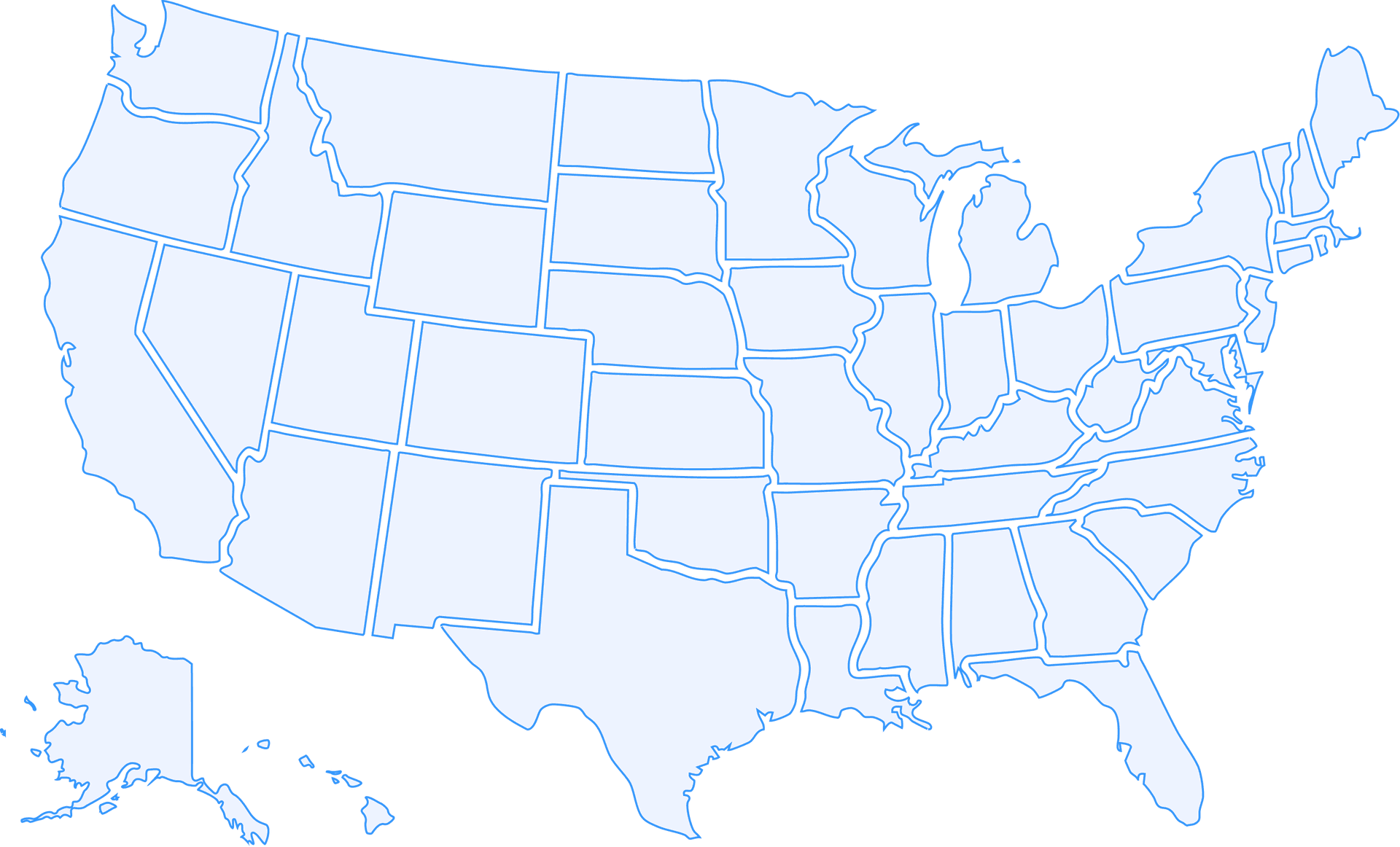 Map of United States service locations